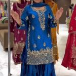 Noorani Chinon Silk Designer Sharara Set  Embroidered Party Wear Top, Sharara Palazzo & Dupatta