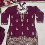 Noorani Chinon Silk Designer Sharara Set  Embroidered Party Wear Top, Sharara Palazzo & Dupatta