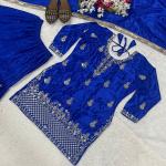 Noorani Chinon Silk Designer Sharara Set  Embroidered Party Wear Top, Sharara Palazzo & Dupatta