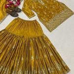 Noorani Chinon Silk Designer Sharara Set  Embroidered Party Wear Top, Sharara Palazzo & Dupatta