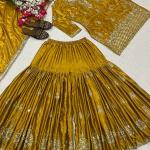 Noorani Chinon Silk Designer Sharara Set  Embroidered Party Wear Top, Sharara Palazzo & Dupatta