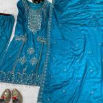 Noor Pure Chinon Embroidered Kurti Set with Palazzo & Dupatta