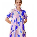 Flora Slub Cotton Floral One-Piece Top with Belt