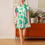 Flora Slub Cotton Floral One-Piece Top with Belt