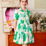 Flora Slub Cotton Floral One-Piece Top with Belt