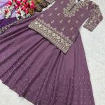 Noor Simmer Silk Embroidered Top Lehenga Set Designer Party Wear Lehenga with Dupatta