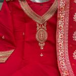 Berry Royale Silk Embroidered Kurta Set with Kanjivaram Dupatta