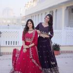 Noor Faux Blooming Embroidered Lehenga Choli Set Designer Lehenga with Blouse & Dupatta