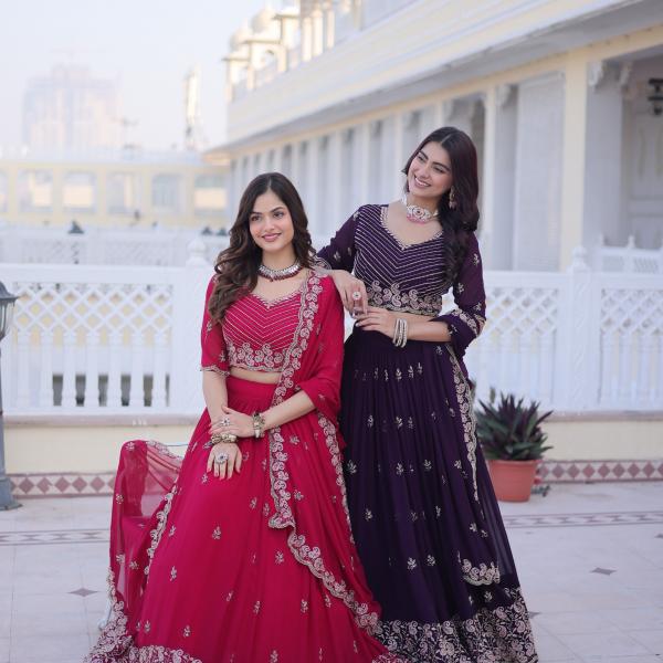 Noor Faux Blooming Embroidered Lehenga Choli Set Designer Lehenga with Blouse & Dupatta