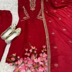 Noor Pure Chinon Embroidered Kurti Pant Set with Dupatta