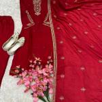 Noor Pure Chinon Embroidered Kurti Pant Set with Dupatta