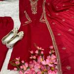 Noor Pure Chinon Embroidered Kurti Pant Set with Dupatta