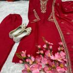 Noor Pure Chinon Embroidered Kurti Pant Set with Dupatta