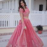 Aarohi Fendi Silk Embroidered Lehenga Choli Set  Designer Sequins & Zari Work Lehenga