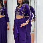 Noor Faux Georgette Embroidered Dhoti Suit Set Designer Top, Dhoti Salwar & Dupatta