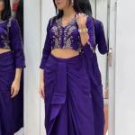 Noor Faux Georgette Embroidered Dhoti Suit Set Designer Top, Dhoti Salwar & Dupatta