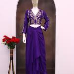 Noor Faux Georgette Embroidered Dhoti Suit Set Designer Top, Dhoti Salwar & Dupatta