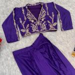 Noor Faux Georgette Embroidered Dhoti Suit Set Designer Top, Dhoti Salwar & Dupatta