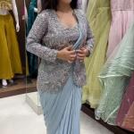 Zehra Crepe Silk Ready-to-Wear Saree with Embroidered Koti & Belt