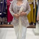 Zehra Crepe Silk Ready-to-Wear Saree with Embroidered Koti & Belt