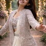 Zehra Crepe Silk Ready-to-Wear Saree with Embroidered Koti & Belt