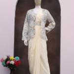 Zehra Crepe Silk Ready-to-Wear Saree with Embroidered Koti & Belt