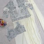 Zehra Crepe Silk Ready-to-Wear Saree with Embroidered Koti & Belt