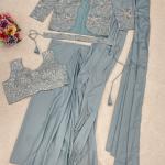 Zehra Crepe Silk Ready-to-Wear Saree with Embroidered Koti & Belt