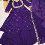 Zivara Vichitra Silk Cape Top Skirt Set with Dupatta