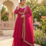 Zivara Vichitra Silk Cape Top Skirt Set with Dupatta
