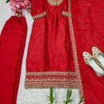 Zeenat Pure Chinon Embroidered Kurti Set with Dupatta
