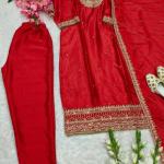 Zeenat Pure Chinon Embroidered Kurti Set with Dupatta