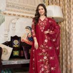 ZilMil Designer Muslin Embroidered Kurti Set with Organza Dupatta