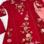 ZilMil Designer Muslin Embroidered Kurti Set with Organza Dupatta