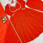 Meher Faux Georgette Sequins Embroidered Anarkali Suit Set