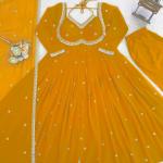 Meher Faux Georgette Sequins Embroidered Anarkali Suit Set