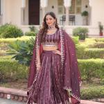 :Zilara Gold Crush Embroidered Lehenga Choli Set