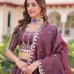 :Zilara Gold Crush Embroidered Lehenga Choli Set