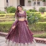 :Zilara Gold Crush Embroidered Lehenga Choli Set