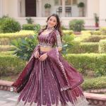 :Zilara Gold Crush Embroidered Lehenga Choli Set