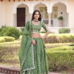 :Zilara Gold Crush Embroidered Lehenga Choli Set