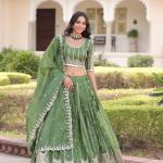 :Zilara Gold Crush Embroidered Lehenga Choli Set