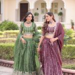 :Zilara Gold Crush Embroidered Lehenga Choli Set