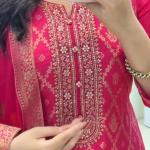 Suhani Banarasi Silk Kurti Pant Set with Dupatta & Pearl Bracelet