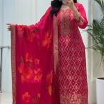 Suhani Banarasi Silk Kurti Pant Set with Dupatta & Pearl Bracelet