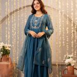 Aarzoo Chanderi Silk Embroidered Anarkali Suit Set