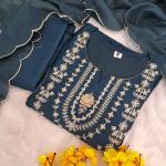 Aarzoo Chanderi Silk Embroidered Anarkali Suit Set