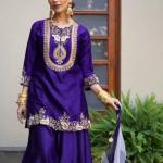 Afiya Chinon Embroidered Kurti Palazzo Set with Digital Print Dupatta