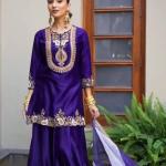Afiya Chinon Embroidered Kurti Palazzo Set with Digital Print Dupatta