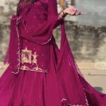 Noor Natural Crepe Silk Embroidered Top Lehenga Set